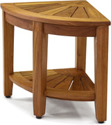 AquaTeak The Original 15.5" Kai Corner Teak Shower Bench with Shelf AquaTeak
