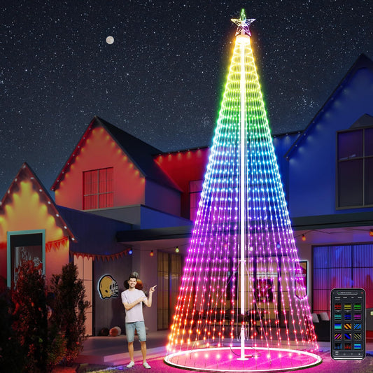 Danshinro 20FT Outdoor Christmas Tree - Smart Christmas Tree Outdoor Lighted Decoration, 1428 LED Christmas Star Tree Bluetooth App Control Color Changing DIY Christmas Tree Light for Yard & Garden