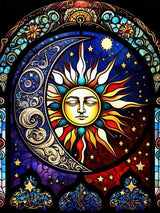 Meothan Diamond Painting Kits Moon Sun Diamond Art Kits for Adults, Stained Glass Paint with Diamond Dots Gem Art Crafts Kits for Home Wall Decor Gift (12x16inch) Meothan