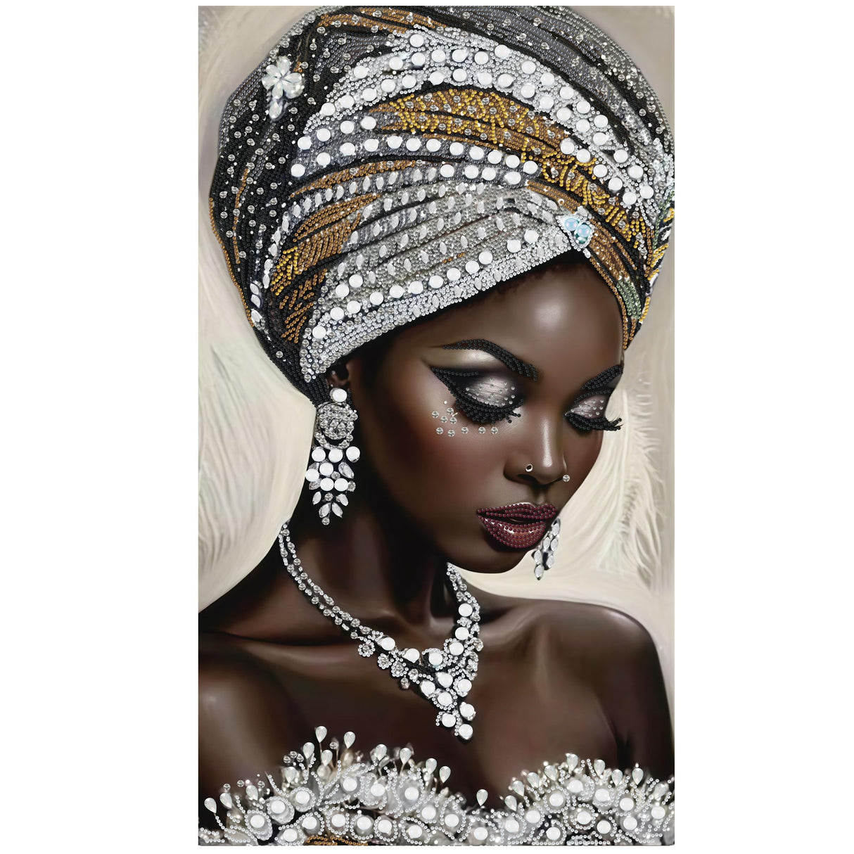 KUFWKEY African Women Large Diamond Art Kits for Adults,Partial 5D Diamond Painting kit for Beginners,Special Shaped Diamond Art,Sparkling gem Art,Diamond dots,DIY Mosaic Kits,Home Decor,16X28 inch KUFWKEY