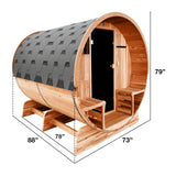ALEKO Barrel Sauna with Front Porch Canopy | Wet Steam Dry | Rustic Cedar Wood | Indoor Outdoor | 5-6 Person | UL Certified 6 kW Harvia Sauna Heater | SB6CED ALEKO