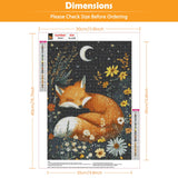 KEYIFA Diamond Painting Abstract Diamond Art Kits for Adults, 5D Round Full Drill Fox Diamond Painting Kit for Beginner, DIY Gems Art Craft for Home Wall Decor 12x16 inch KEYIFA