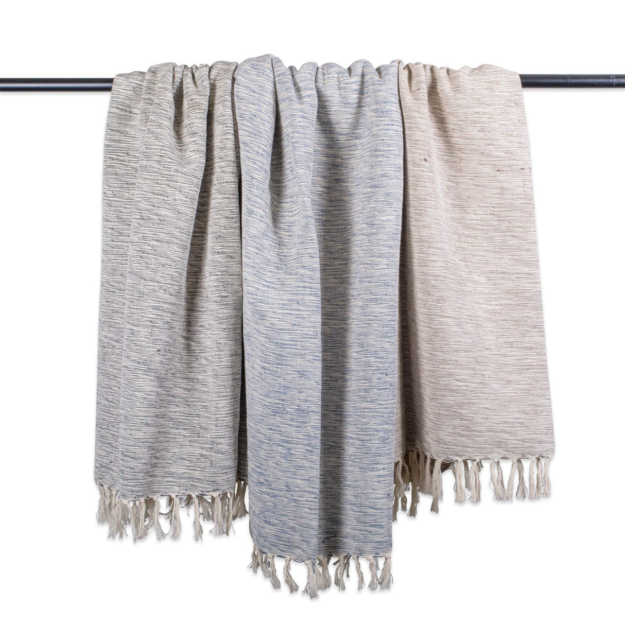 DII Rustic Farmhouse Throw Blanket with Decorative Tassels, Use for Chair, Couch, Bed, Picnic, Camping, Beach, & Just Staying Cozy at Home (50 x 60), Variegated Black DII