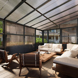 EROMMY 10' x 16' Sunroom, Wall Mounted Gazebo Solarium with Aluminum Frame, Polycarbonate Roof, Permanent Sun Room with Sliding Doors, Lockable PC Screen Walls, Lean to Gazebo for Garden, Patio, Grey EROMMY