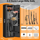 ANXINWEI 2-3 Gun Safe, Gun Cabinet with 180° Full Access Door and Removable Shelf, Gun Safe for Rifles and Pistols with Dual Alarm System and Mute Mode, Quick Access Long Shotgun Safe with LED ANXINWEI