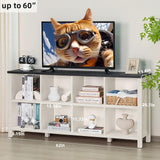 Joaxswe 8 Cube Book Shelf, Farmhouse Wood Long Storage Organizer Bookcase, 62" Horizontal Antique White & Black Console Bookshelf, Kids Toy Storage Cabinet, Modern Open Book Case for Playroom, Office Joaxswe