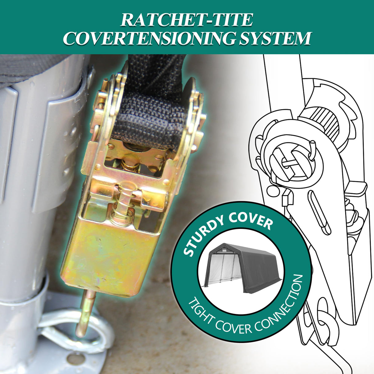 GARTOO 8' x 14' Outdoor Storage Shelter Shed- Heavy Duty Storage Tent with Roll-up Ventilated Windows, Portable Garage Zipper Storage shed for Bike, ATV, Motorcycle Shelter, Gray GARTOO