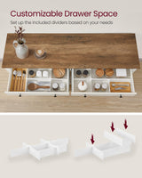 VASAGLE Coffee Bar Cabinet, Kitchen Storage Cabinet with 2 Drawers, Farmhouse Cabinet Sideboard with Adjustable Shelves for Kitchen, Rustic White and Honey Brown UBBK381W01 VASAGLE