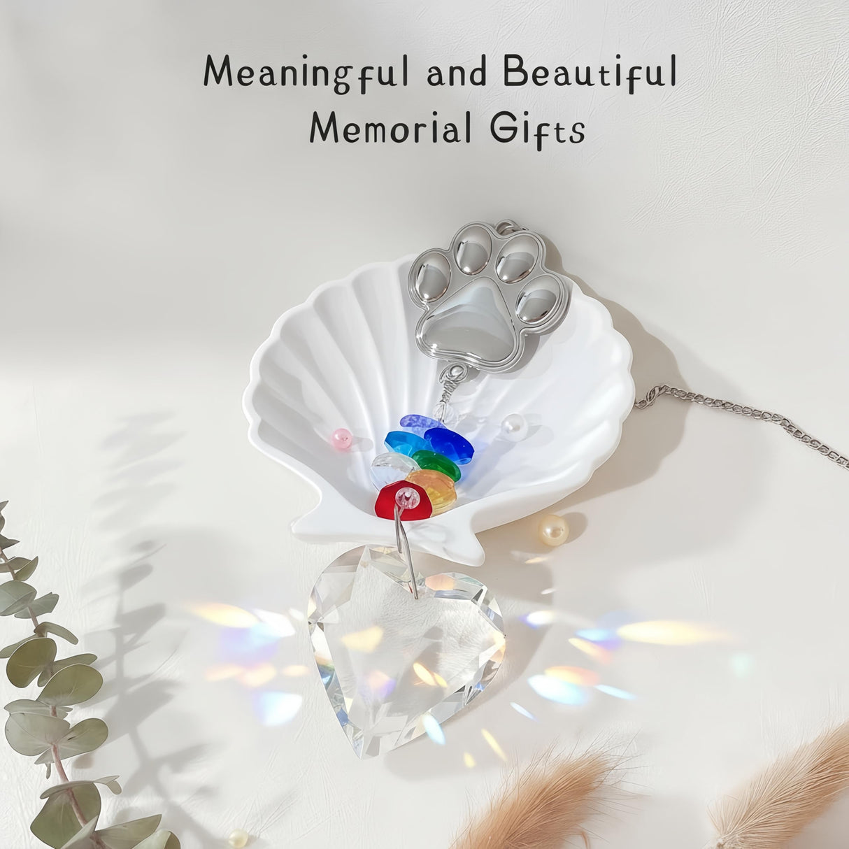 Pet Memorial Gifts for Dogs Cat: Loss of Dog Sympathy Gift- Rainbow Bridge Heart Shape Crystal Suncatcher, Pet Remembrance Ornament in Memory of Puppy, Thoughtful Passing Away Sympathy Keepsake Cynlsum