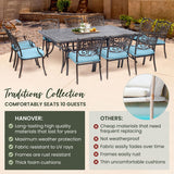 Hanover Traditions 11-Piece Patio Dining Set with 10 Stationary Chairs, Plush Blue Cushions, and Extra Large Dining Table, Patio Dining Set for 10, All-Weather Rust-Resistant Luxury Outdoor Dining Set Hanover