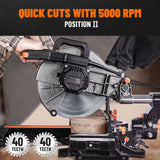 DOVAMAN 10in Sliding Miter Saw, Multi-use w/ 3 Blades, 15A Miter Saw, 4500/3200RPM, Ambidextrous Use, 0-45° Bevel Laser Cut, Max Cut 3.5x13.4in, 9 Positive Stops, for Cutting Wood, PVC or Soft Metal DOVAMAN