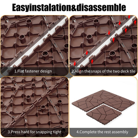 Porch Plastic Outdoor Interlocking Deck Tiles, 44 Pack Patio Flooring, 12"x12" Interlocking Decking Tiles Outdoor Or Indoor All Weather Use, Waterproof Patio Pavers for Pool Balcony Backyard Porch Voyavela