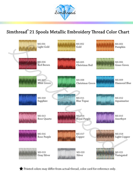 Simthread Best 21 Colors Metallic Embroidery Machine Thread Kit 500M(550Y) for Computerized Embroidery and Decorative Sewing Simthread