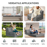 Youzi Folding Sofa Bed, Foldable Mattress for Bedroom and Living Room, 6 Inches Single Four-fold Floor Sofas for Guests, Sofa Bed Chair Floor Mattress with Washable Cover, Dark Gray, 75" x 25" x 6" Youzi