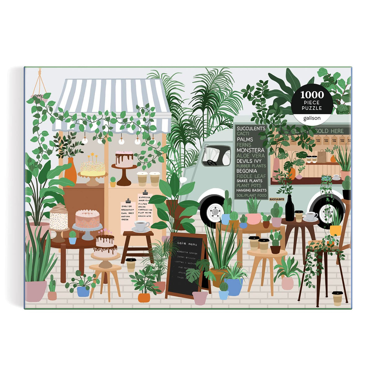 Galison Plant Cafe 1000 Piece Puzzle from Galison - 1000 Piece Botanical Puzzle for Adults, Wonderful Illustrations from Frankie Penwill, Thick and Sturdy Pieces, Great Gift Idea Galison