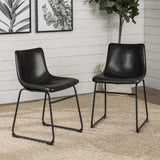 LEMBERI Faux Leather Dining Chairs Set of 2, 18 Inch Modern Kitchen & Dining Room Chairs with Backrest and Metal Legs, Comfortable Upholstered Seat LEMBERI