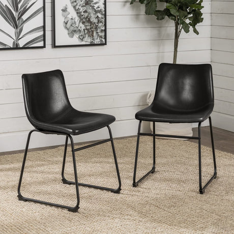 LEMBERI Faux Leather Dining Chairs Set of 2, 18 Inch Modern Kitchen & Dining Room Chairs with Backrest and Metal Legs, Comfortable Upholstered Seat LEMBERI