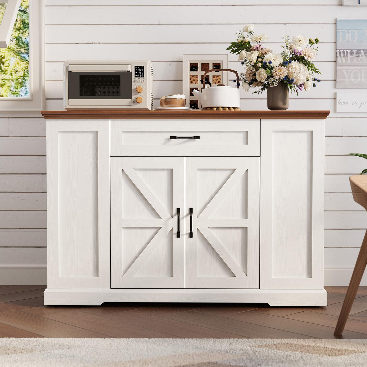 IRONCK Kitchen Island with Storage, Rolling Island Table on Wheels with Cart Drop Leaf and Trash Can Storage, Portable Islands Table for Dining Room, Living Room, White IRONCK