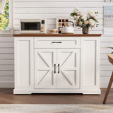 IRONCK Kitchen Island with Storage, Rolling Island Table on Wheels with Cart Drop Leaf and Trash Can Storage, Portable Islands Table for Dining Room, Living Room, White IRONCK