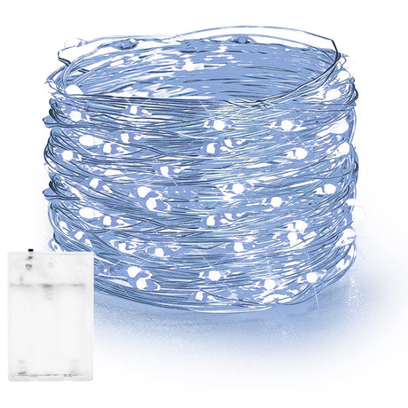 Dazzle Bright Fairy Lights Battery Operated, 20 FT 60 LED Silver Wire Waterproof Battery Operated String Lights, Christmas Decorations for Indoor Outdoor Bedroom Yard Decor, White Dazzle Bright