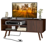 Cozy Castle TV Stand for 48 Inch TV, Mid Century Modern Entertainment Center with Storage Cabinet, TV Media Console for Living Room, Bedroom, Dark Brown Cozy Castle