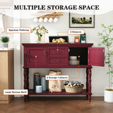 ARTPOWER Console Table with 2 Door, Open Storage Shelf and Retro Entryway Table with 2 Drawers Cabinets, Accent Table, Behind Couch Table for Living Room, Foyer and Hallway, Red ARTPOWER