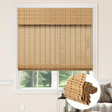 Kokorona Cordless Bamboo Roman Shades with Valance, Light Filtering Bamboo Blinds for Interior Windows, Natural Roll Up Bamboo Shades for Home, Office, Easy Installation, 34" W x 64" H, Natural Kokorona