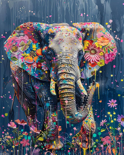XTXGERL Paint by Numbers Elephant for Adults, Acrylic Oil Painting by Numbers Kits for Beginner with Paintbrushes Brushes Art Crafts Canvas for Home Decor 16x20 inch / 40x50 cm