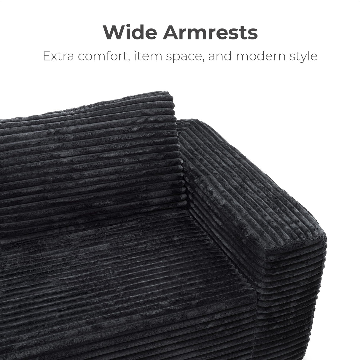 LIKIMIO 71" Loveseat Sofa, Comfy Deep Seat, No Assembly, Sofa in a Box, Modern Small Couch with Plush Fabric for Living Room, Bedroom, Apartment, Home Office, Black LIKIMIO