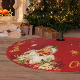 Christmas Tree Skirt Red and Gold Christmas Decorations - Xmas Tree Skirt Mat with Santa Claus Snowflake Pattern for Indoor Outdoor Merry Christmas Holiday Party Decor 48 Inches Rahase