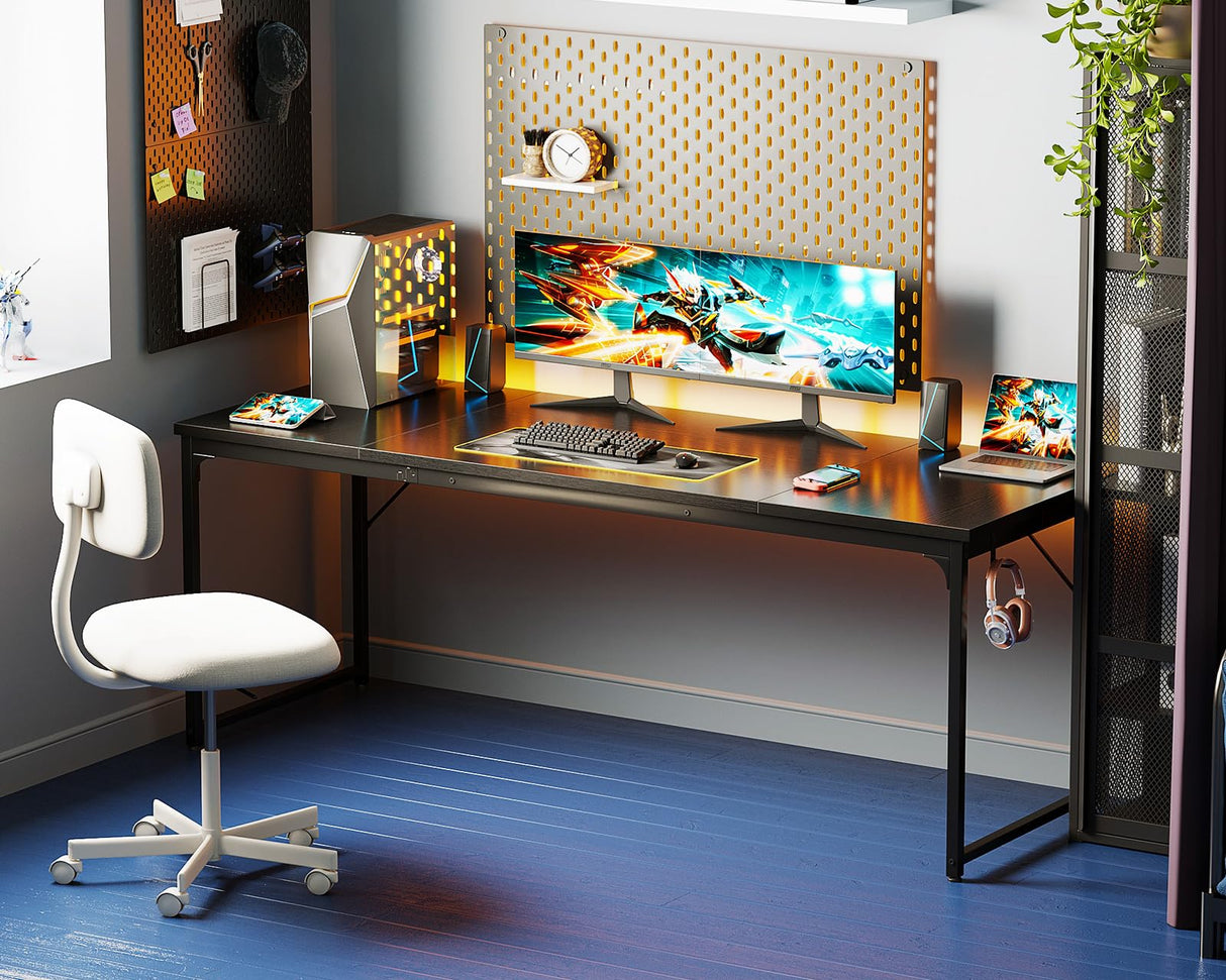 Coleshome 71 Inch Computer Desk, Modern Simple Style Desk for Home Office, Study Student Writing Desk, Black Coleshome