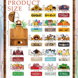 GlikCeil 37 Pcs Interchangeable Seasonal Decor Farmhouse Breadboard Interchangeable Seasonal Tier Tray Decor Holiday Halloween Thanksgiving Christmas Wooden Decoration with Bow for Table Kitchen GlikCeil
