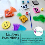 Pinwheel Crafts Magnetic Tile Art Kit Ages 6-12+ Years - Paint Your Own Magnetic Mini Tiles Includes 12 Tiles, Magnets, 8 Paints, Brush, Googly Eyes - DIY Magnet Making Kit for Kids Pinwheel Crafts