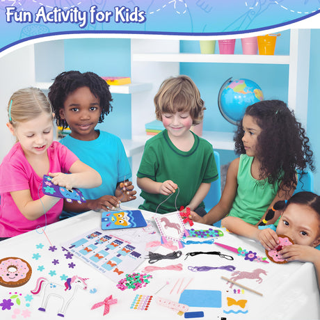 Play Brainy 7 in 1 Sewing Kits for Kids 8-12 - 14 Piece Sewing Kit for Beginners, Creative Arts & Crafts Kids Activity - DIY Make Your Own Pencil Case, Unicorn, & More - Play & Learn Sewing Kit Kids Play Brainy