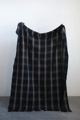 Plaid Black & Tan Fringed Woven Cotton Blend Throw Creative Co-Op