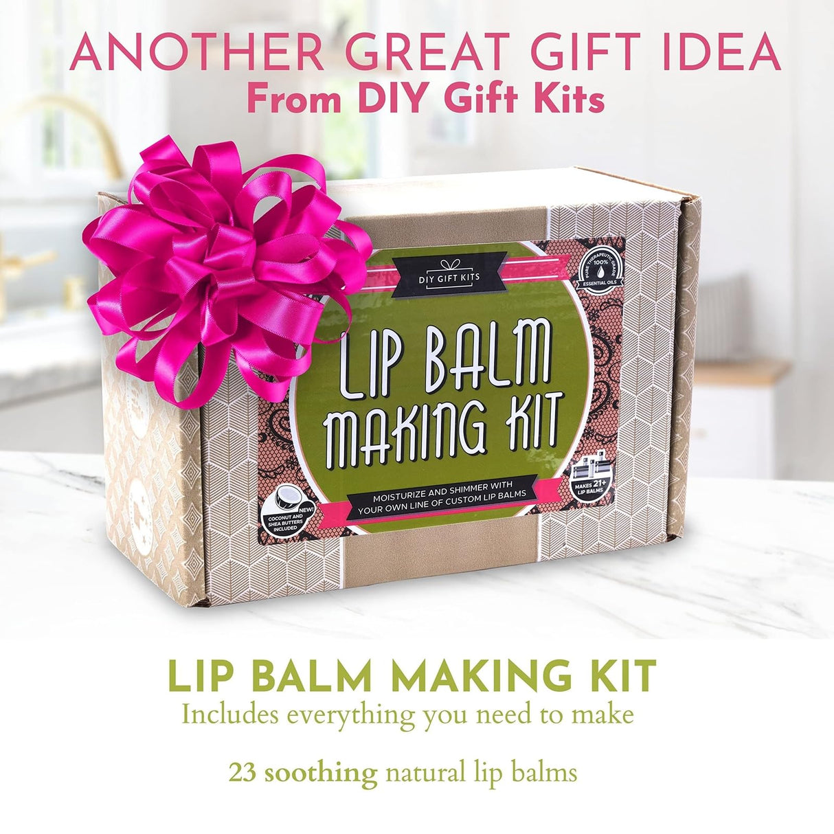 DIY Gift Kits 73-Piece DIY Lip Balm Kit - Lime & Rose Flavors - Lip Balm Kit with Shea Butter, Beeswax & Essential Oils - Make 23 Balms - Gift for Her, Kids & Adults DIY Gift Kits
