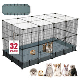VISCOO 32 Panels Small Animal Playpen,Pet Playpen with Waterproof Mat,C&C Cage for Guinea Pigs, Play Pen for Rabbit and Chicken,Bunny Pen VISCOO