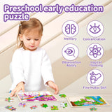 Puzzles for Kids Ages 4-6,Unicorn Princess Wooden Jigsaw Puzzles 4 Packs Puzzles for Kids Ages 3-5,24 Pcs Educational Preschool Toddler Puzzle,Unicorn Toys Gifts for 3 4 5 6 Years Old Girls Boys Sticeard