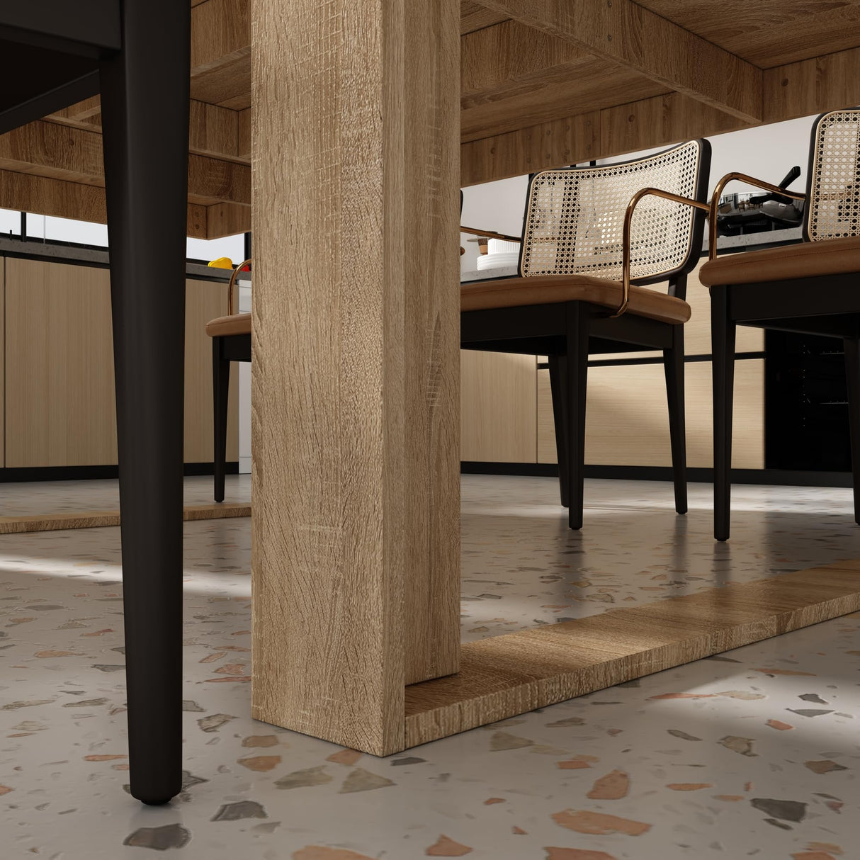 WOODTIME 86.6" W Dining Table for 8-10 People, Versatile Modern Wooden Dinner Table Kitchen Table for Dining Room Conference Room, Light Brown WOODTIME