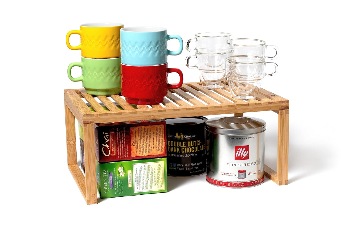 Lipper International Bamboo Kitchen Cabinet Shelf for Organizing a Pantry, Countertop, or Bathroom, 15 5/8" x 10" x 6 1/4" Lipper International