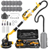 Gyfent Drywall Sander, 880W 7.3-Amp Popcorn Ceiling Removal Tool with 1100-2100RPM 5 Variable Speed 12pcs Sanding Discs Electric Drywall Sander with Vacuum Dust Collector LED Light for Ceiling Sanding Gyfent