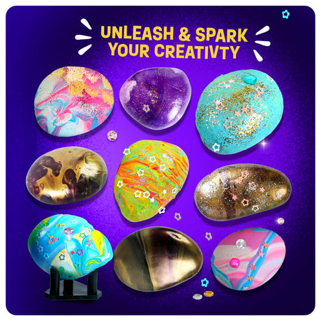 Paint Pouring Rocks for Kids - Rock Painting Kit - Arts and Crafts for Kids Ages 8-12 - Craft for Girls 4 5 6 7 8 Year Old Girl - Birthday Christmas Gifts for Boys - Art Kit - Toys for Ages 5-7 Dan&Darci