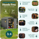 Keter Darwin 6x8 Ft Resin Storage Shed, Graphite Gray – Double Doors with Window & Skylight Keter