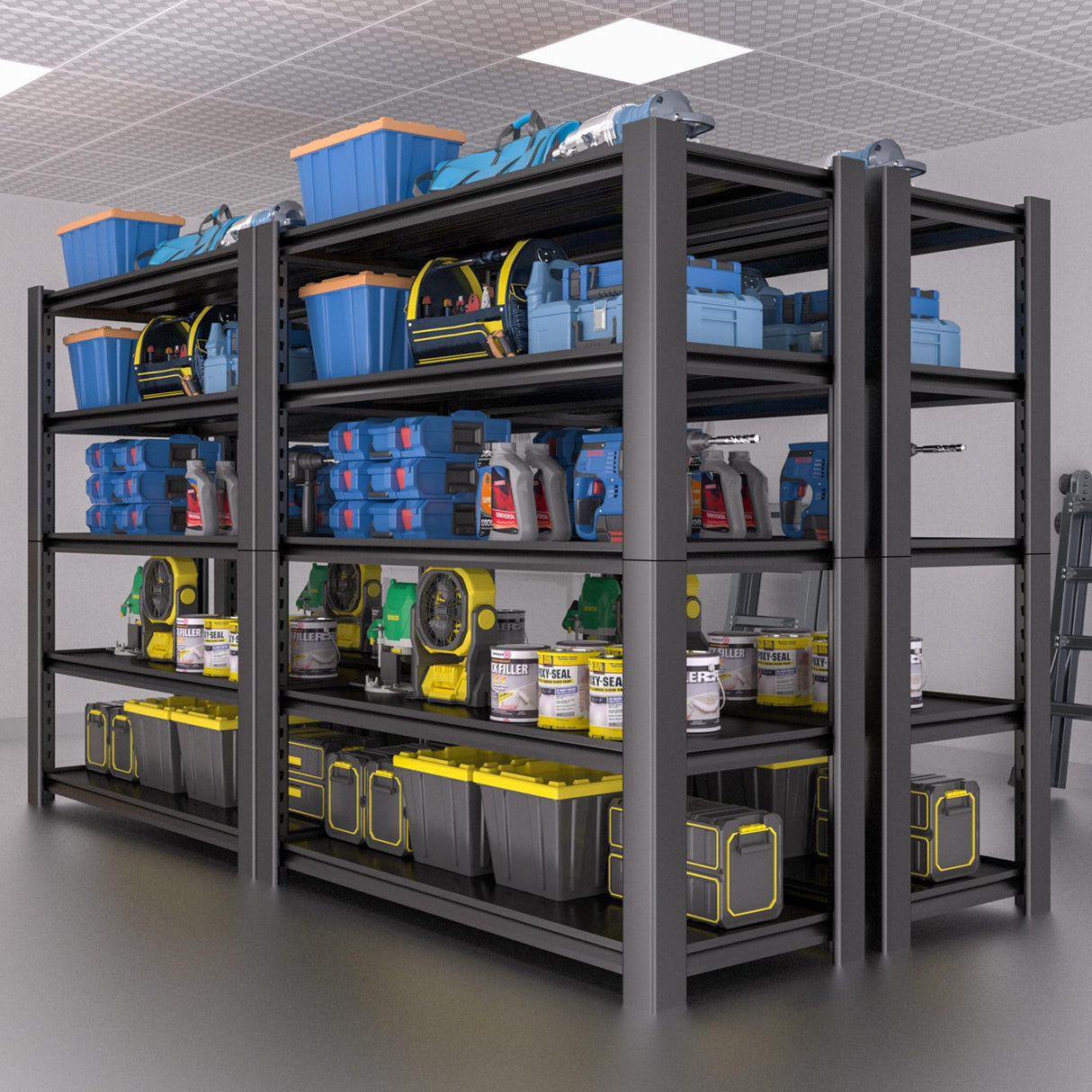 Nexvrtau 5-Tier Garage Shelving Heavy Duty, 3000 LBS Capacity Metal Storage Rack 76" H x 60" W x 24" D, Adjustable Shelves Unit for Garage, Warehouse, Basement, Pantry, Workshop.2 Pack Nexvrtau