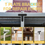 Rasugarlary Black T Bracket, 6 pcs T Post Brackets Pergola Post to Beam Connectors 4mm Thickness for Wood, Steel Repair Fixing Mending T Plate Bracket Flat Connector with Screws Rasugarlary