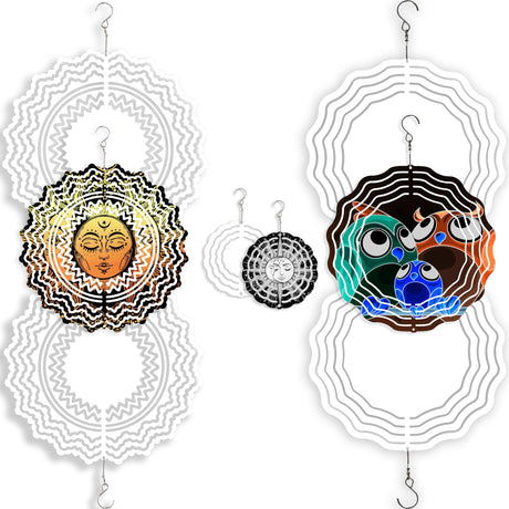 9PCS Sublimation Wind Spinner Blanks Set, 3D Aluminum Hanging DIY Crafts Ornaments for Indoor Outdoor Terrace Garden Heat Press Transfer Sublimation Blanks Wind Spinners Zeloyaut
