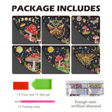 Sitsink Mystic Mushroom Diamond Art Bookmarks - 6 Pcs Corner Book Marks Diamond Painting Bookmarks Kit for Adults, Boho Moth Moon Phase Gem Art Rhinestone Craft Kit for Women Sitsink