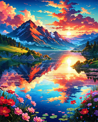 Mountain Paint By Numbers Kit For Adults Beginner Nature Adult Paint By Number Kits On Canvas Mountain Oil Painting Kit For Beginners Adults' Paint-By-Number Kits For Gift Home Wall Decor 16x20 Inch