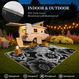 MontVoo Outdoor Rug with Led String Strip Lights 6x9ft Waterproof Outdoor Patio Rug Mat Reversible Plastic Straw Rug Outside Outdoor Rug for RV Camping Picnic Balcony Backyard Fairy Outdoor Decor MontVoo