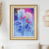 12"x16" Large Diamond Art Kit for Adults: Elegant Rose Flower Round Drill Painting - 5D Full Drill Diamond Art Flowers Beginner DIY Craft with Extra 30% Diamonds (Red and Blue Roses) Generic